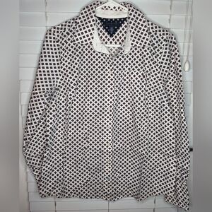 Tommy Hilfiger Women's Shirt Size L Diamond White Purple Button-down Long Sleeve
